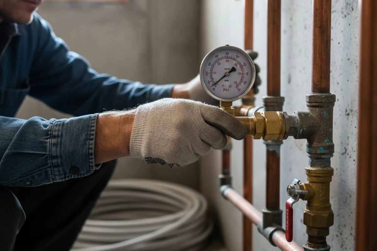 Pressure testing a repaired line during Water Line Repair in Sutherland